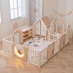 Манеж UNIX Kids DeLuxe House&Storage Camel 180 x 200 см, с игровым домиком, баскетбольной