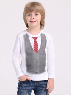Лонгслив детский Апрель 236мал001Д1Р, белый Жилетка с галстуком, 110