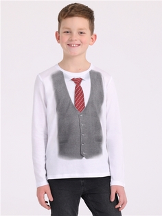 Лонгслив детский Апрель 236мал001Д2Р, белый Жилетка с галстуком, 122