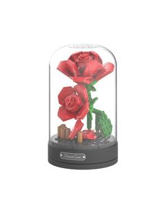 Конструктор JAKI цветы в колбе музыкальный Роза красная JK2675, 159 деталей