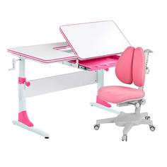 Комплект парта Anatomica Study-100 белый/розовый с розовым креслом Armata Duos