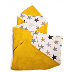 Полотенце-уголок Вальтери муслин желтый звезды TowelMuslinYellow1-1215