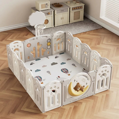 Манеж UNIX Kids DeLuxe Grey, 150 x 180 cм, с баскетбольным кольцом и ковриком
