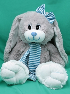 Мягкая игрушка Мэри Море Зайчик с шарфиком, голубой, 35 см