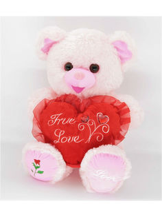 Мягкая игрушка Мэри Море Мишка с сердцем, розовый, 70 см