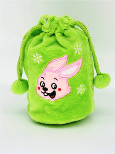 Мягкая игрушка Мэри Море Мешочек с вышивкой Зайчика, зеленый, 17 см
