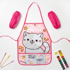 Набор детский для творчества Этель Hello cat фартук 49 х 39 см и нарукавники