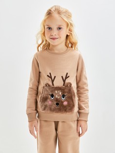 Свитшот с начесом ACOOLA 20220170119, бежевый, 110, для девочек