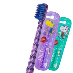 Детская зубная щетка SPLAT Juicy Lab Магия единорога, 6+, бирюзовая и фиолетовая, 2 шт