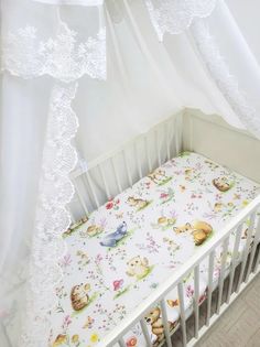 Простынь на резинке на матрас Животные с грибочками 120*60см No Brand