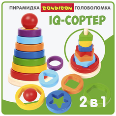 Игра деревянная Bondibon пирамидка - головоломка IQ-СОРТЕР ВВ5765