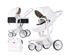 Коляска - трансформер 2в1 Luxmom 608-2 белая экокожа