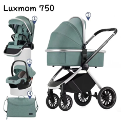 Детская коляска 3 в 1 luxmom 750, зеленый