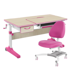 Парта Anatomica Uniqa Lite клен, розовый c розовым креслом Figra
