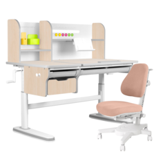 Комплект парта KinderZen Dali Plus клен/серый со светло-розовым креслом Armata