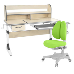 Комплект парта Anatomica Study-120 Lux клен/серый с зеленым креслом Armata Duos