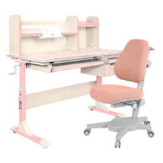 Комплект Anatomica парта Genius клен/розовый со светло-розовым креслом Armata