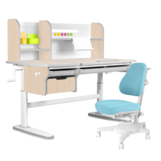 Комплект парта KinderZen Dali Plus клен/серый со светло-голубым креслом Armata