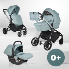 Коляска модульная 3 в 1 Farfello Baby Shell с рождения до 3 лет цвет мятный BBS-006