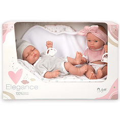 Куклы-близнецы Arias ELEGANCE винил 26 см с одеждой и одеялом 2 шт