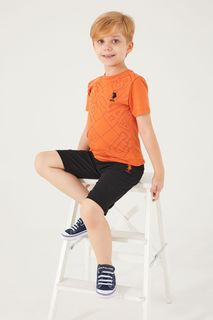 Костюм спортивный детский US Polo Assn us1354-v1, оранжевый, черный, 116