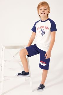 Костюм спортивный детский US Polo Assn US1354-v1, белый, синий, 110