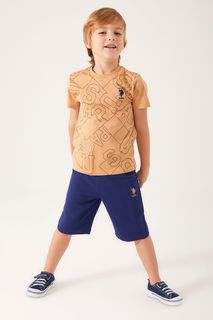 Костюм спортивный детский US Polo Assn us1354-v1, коричневый, синий, 116