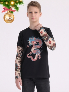 Лонгслив детский Апрель Дракон 568572, черный, 152