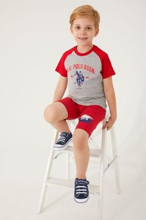 Костюм спортивный детский U.S. POLO Assn. US1354-V1, красный, серый, 122