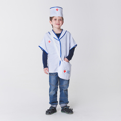 Карнавальный костюм "Скорая помощь", халат, головной убор, сумка, рост 110-122 см, 4-6 лет No Brand