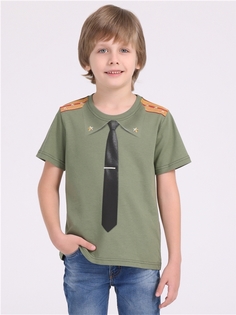 Футболка детская Апрель 1ПДФК3426001, оливковый240 Галстук и погоны на темном, 128