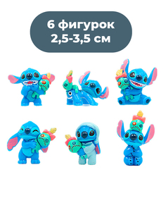 Фигурки StarFriend Стич с куклой Чучей Lilo & Stitch 6 в 1 неподвижные, 3 см