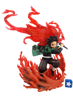 Фигурка Истребитель демонов Танджиро Камадо в бою Demon Slayer подставка 21 см Star Friend