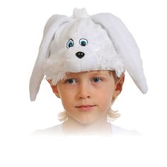 Шапка Зайчик белый плюш, размер 52-54 см Карнавалофф