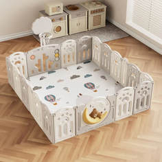 Манеж UNIX Kids DeLuxe Grey,180 x 200 см, с баскетбольным кольцом и ковриком