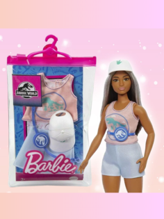 Одежда и аксессуары для куклы Барби Barbie, розовый топ, юбка