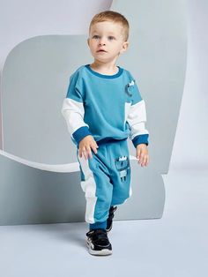Костюм детский для мальчика повседневный комплект одежды Baziator CL0116 голубой 86 см