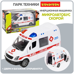 Машина пластиковая инерционная Bondibon, открыв.двери и багажник, размер 12,2х5,2х6,5 см.