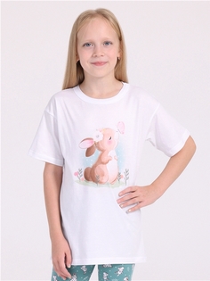 Футболка детская Апрель 1ДДФК4328001, белый Зайка на полянке, 140