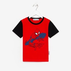 Футболка детская MARVEL Человек паук, рост 98-104 (30), цвет красный/чёрный