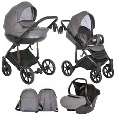 TUTIS Коляска 3 в1 MIMI STYLE люлька-переноска+короб+прогулка Moonstone