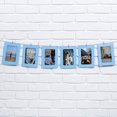 Страна Карнавалия Гирлянда для фотографий с прищепками «Голубая», 6 шт.