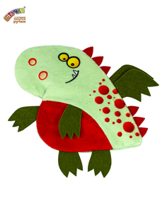 Мягка игрушка Штучки, к которым тянутся ручки - грелка динозаврик зеленый с красным
