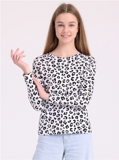 Лонгслив детский Апрель 1ДДЛД4414001н, черный леопард на белом, 158