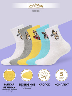 Носки детские Omsa Calzino 21P73, Bianco/Blu Сhiaro/Giallo/Grigio Melange, 24-26