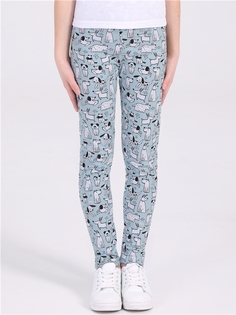 Леггинсы детские Апрель 1ДРЛ3848001н, белые собаки на ментоле, 92