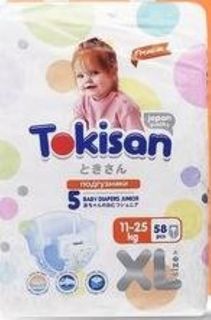 Детские подгузники Tokisan размер 5, 11-25 кг, XL, 58 шт