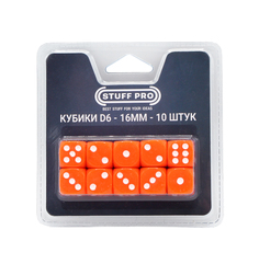 Набор кубиков Stuff-Pro d6, 10 шт, 16мм, стандарт, оранжевый
