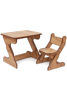Комплект растущей детской мебели, стол и стул, Деревянный Бим-Бим, цвет коричневый