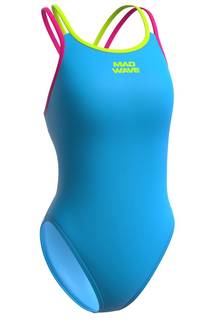Юниорский купальник спортивный антихлор Crossback Junior PBT Синий,XL Mad Wave